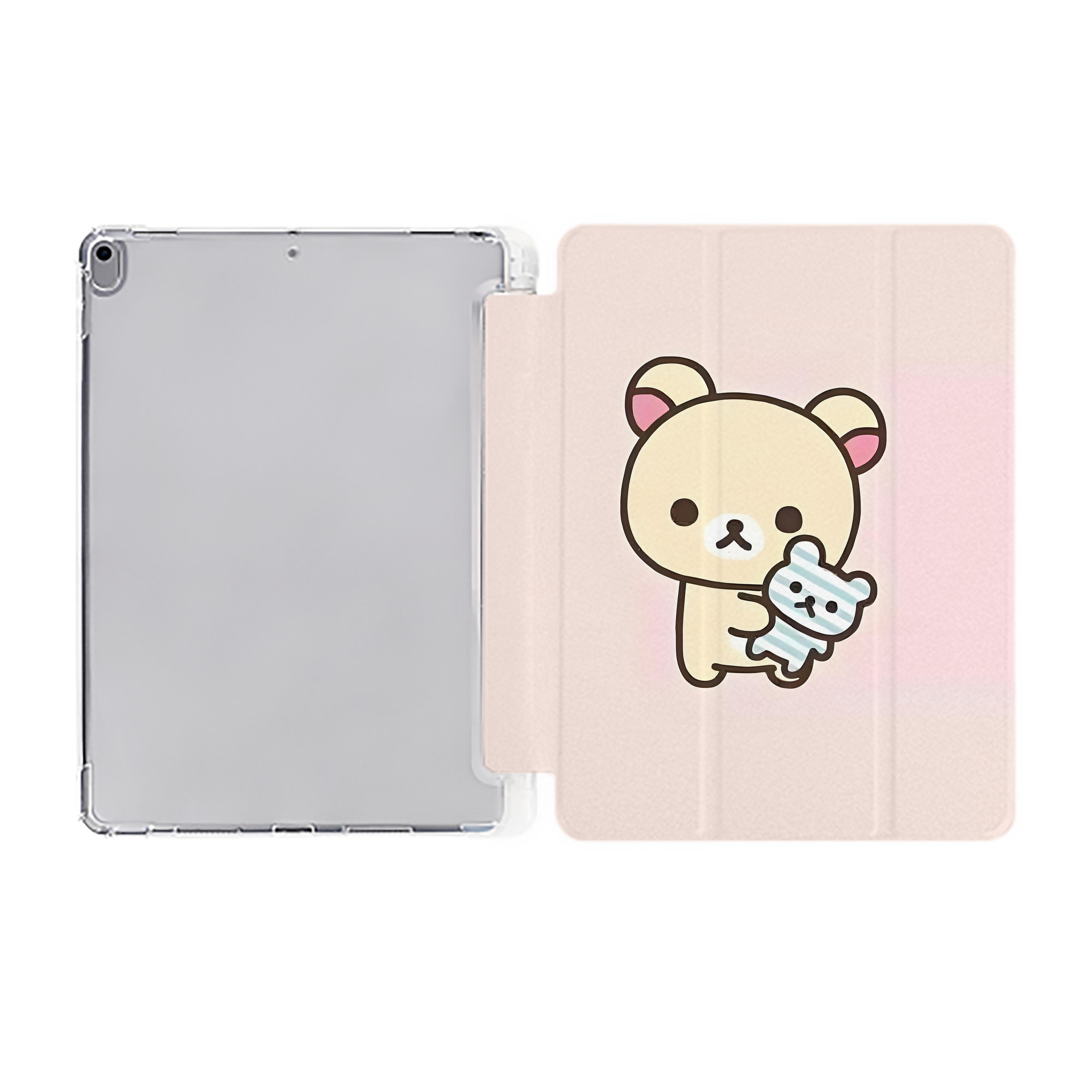 （画像用） リラックマ リラックマ キイロイトリ Rilakkuma Korilakkuma Kiiroitori IPad ケース ペン収納付き 三つ折りスタンド PUレザー×シリコン 対応機種9.5/10.5/10.9インチ